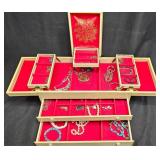 Vintage Mele Jewelry Box w Fashion Jewelry