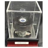 Grant Fuhr Signed Hockey Puck w Display