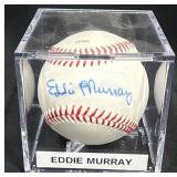 Eddie Murray Signed Baseball w Display