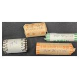 4 Coin Rolls- Halves, Quarters & Dimes, 50+ Yrs
