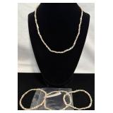 Freshwater Pearl Necklace & Bracelets Set