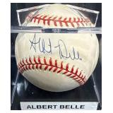 Albert Belle Signed Baseball w Display