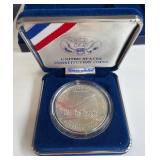 1987 U.S. Constitution Silver Dollar w COA & Box