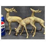 3 Brass Deer Figurines w Intricate Detail