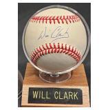 Will Clark Signed Baseball w Display