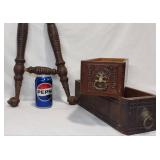Vntg Treadle Sewing Drawers & Glass Ball Legs