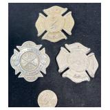 3 Vintage Firefighter Fire Department Badges
