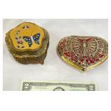 2 Vintage Decorative Trinket Jewelry Boxes