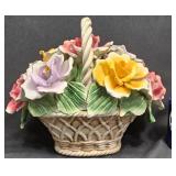Vintageï¿½Capodimonte Floral Basket Centerpiece