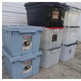 8 Plastic Storage Totes w Lids