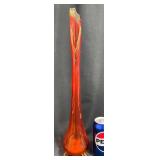 Amberina Art Glass Swung Vase w Triangular Feet