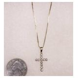 10KT Gold Chain Necklace w Cross Pendant