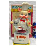 Vintage Piggy Cook Toy w Box, Battery Operated