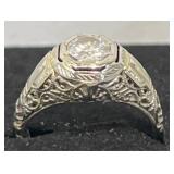 18KT White Gold Ring w Diamond Detail