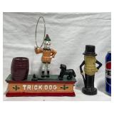 2 Cast Iron Coin Banks - Mr. Peanut & Trick Dog