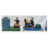 2 Cast-Iron Coin Banks - Artillery & Dentist