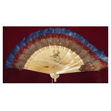 Decorative Fan w Feathers & Bird Taxidermy