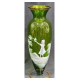 Mary Gregory Etched Vase w Gold Trim