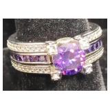 2-Piece Amethyst Ring Set Sz 10