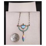Sterling Silver Necklace w Rainbow Finish