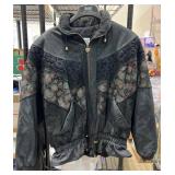 Lanique Leather Jacket w Floral Lace Accents Sz  M