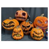 6 Evil Face Halloween Jack-Oï¿½-Lanterns w LED NOS