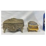 2 Vintage Jewelry Trinket Boxes - Musical Linden +