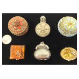 6 Small Vintage Decorative Trinket Jewelry Boxes