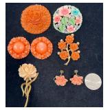 Vintage Floral Pins & Earrings - Occupied Japan +
