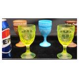 5 Vintage Greentown Glass Souvenir Goblets