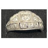 Art Deco Platinum Ring w Diamond Center $2,500 Val