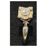 14KT White Gold & Diamond Ring Sz 5.5