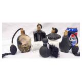 5 Black Glass Perfume Bottles w Atomizers