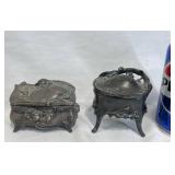 2 Antique Jewelry Casket Trinket Boxes - W.B. +