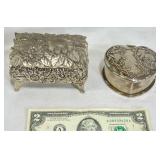 2 Vintage Decorative Jewelry Trinket Boxes