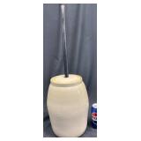 Stoneware Crock Butter Churn w Wooden Plunger