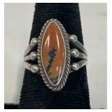 Sterling Silver Ring w Orange Gemstone Sz 7