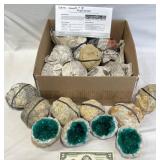 18 Green Sugar Quartz Geodes