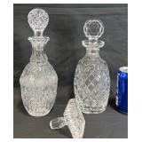 2 Clear-Cut Crystal Decanters w Stoppers