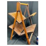 Vintage 2-Tier Folding Bamboo Rattan Magazine Rack