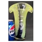 Handblown Art Glass Vase, Purple & Yellow/Green