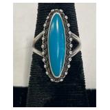 Sterling Silver Ring w Turquoise Stone Sz 6