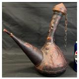 Vintage Spanish Porron Wine Decanter, Hand-Tooled