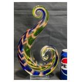 Handcrafted Art Glass Spiral Sculpture w Base