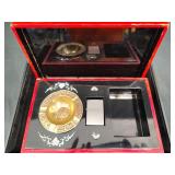 Pearl Inlaid Smoking Box w Zippo Lighter +