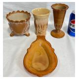 4 Vintage Chocolate Slag Glassware Pieces