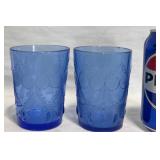 2 Antique Cobalt Blue Tumblers, Teardrop & Tassel
