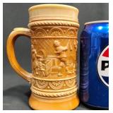Antique Chocolate Slag Beer Stein w Relief Design
