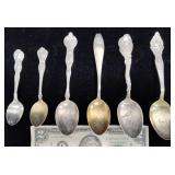 6 Silver Collectible Travel Souvenir Spoons