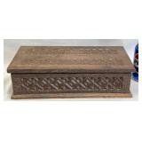 Carved Wooden Box w Hinged Lid